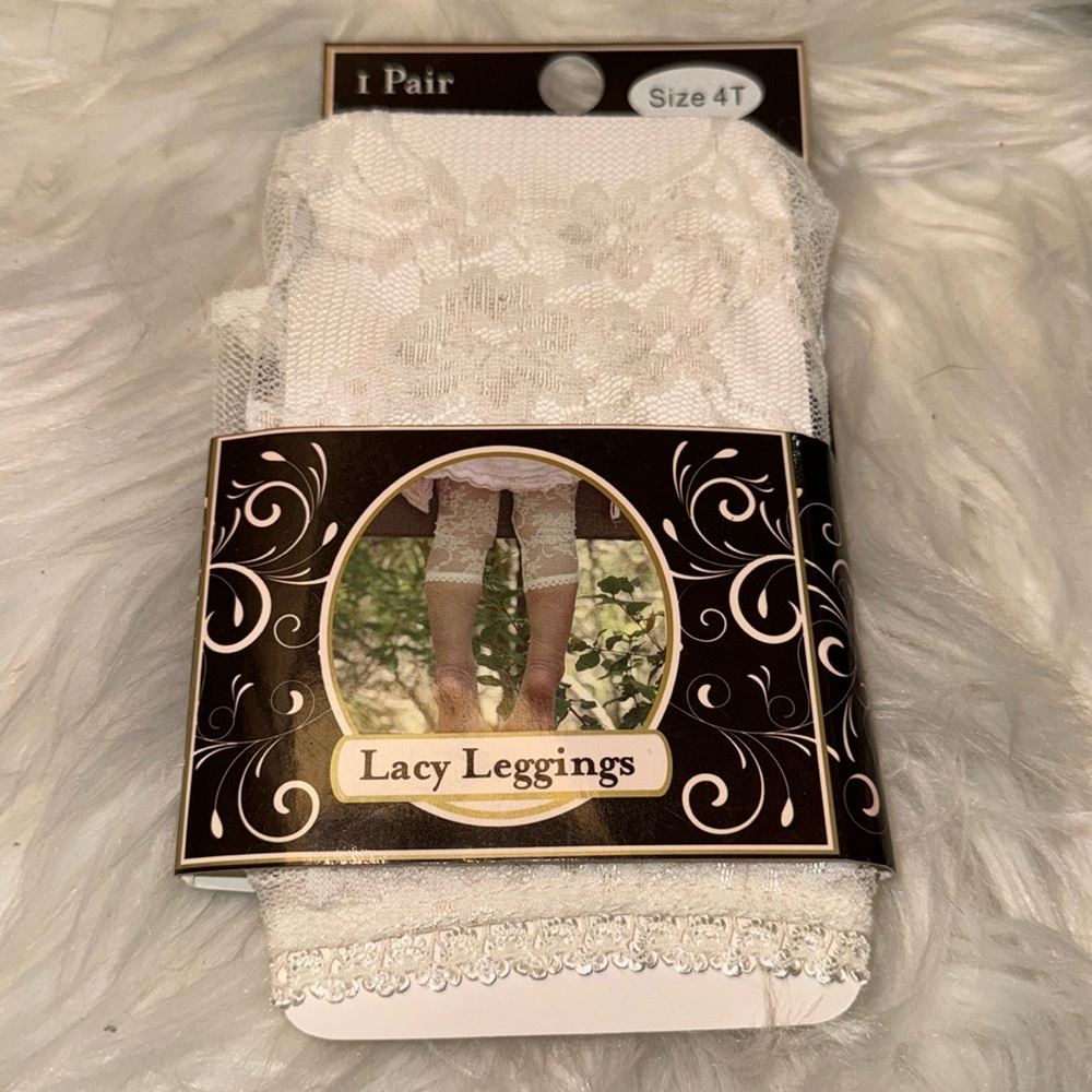 NWT Baby Bella Maya Boutique Lacy Lace Leggings - Size 4t - Color Off White